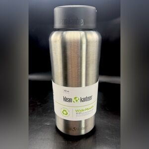 NEW Klean Kanteen * 40oz Stainless Steel Wide Mouth Water Bottle with Loop Cap